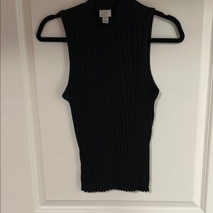 a new day Sleeveless Black Ribbed Tank